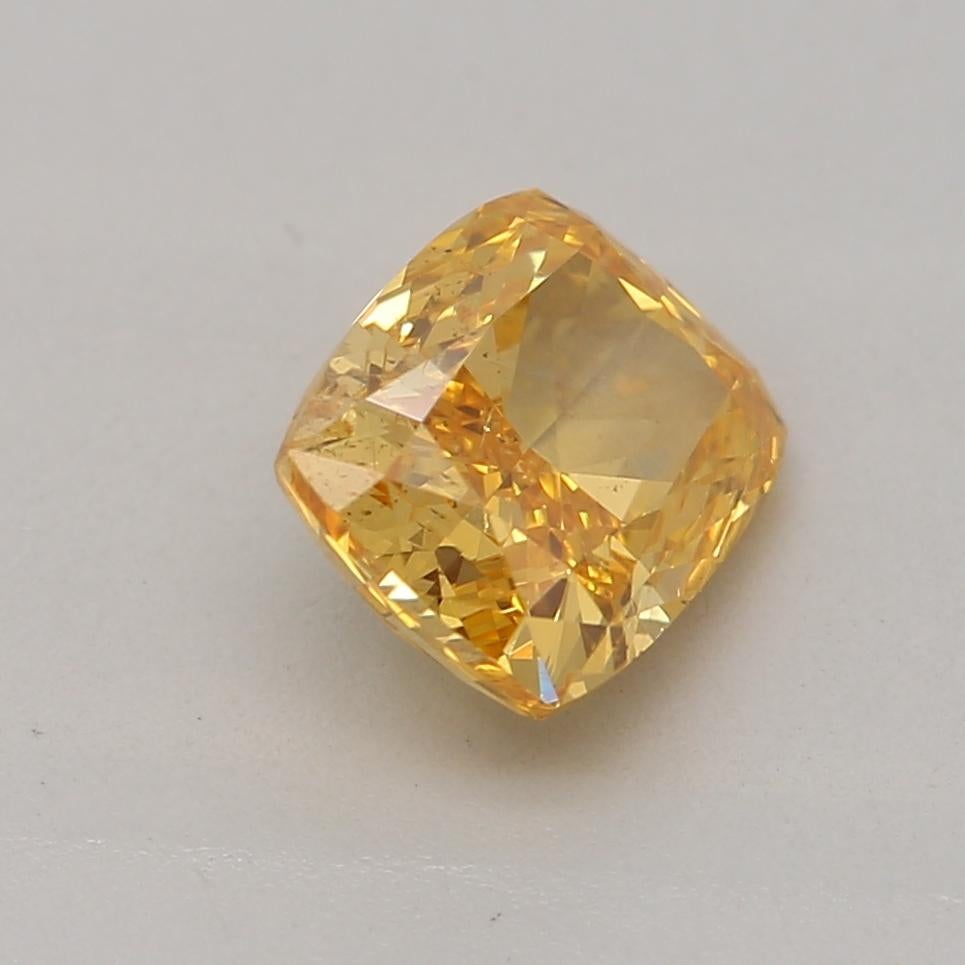Women's or Men's GIA Certified 0.70 Carat Fancy Vivid Orange Yellow SI2 Clarity Diamond For Sale
