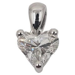 GIA Certified 0.70 Carat Heart Shaped H/SI2 Diamond Necklace 18K White Gold