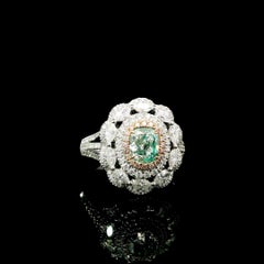 GIA Certified 0.70 Carat Light Green I1 Clarity Diamond Ring