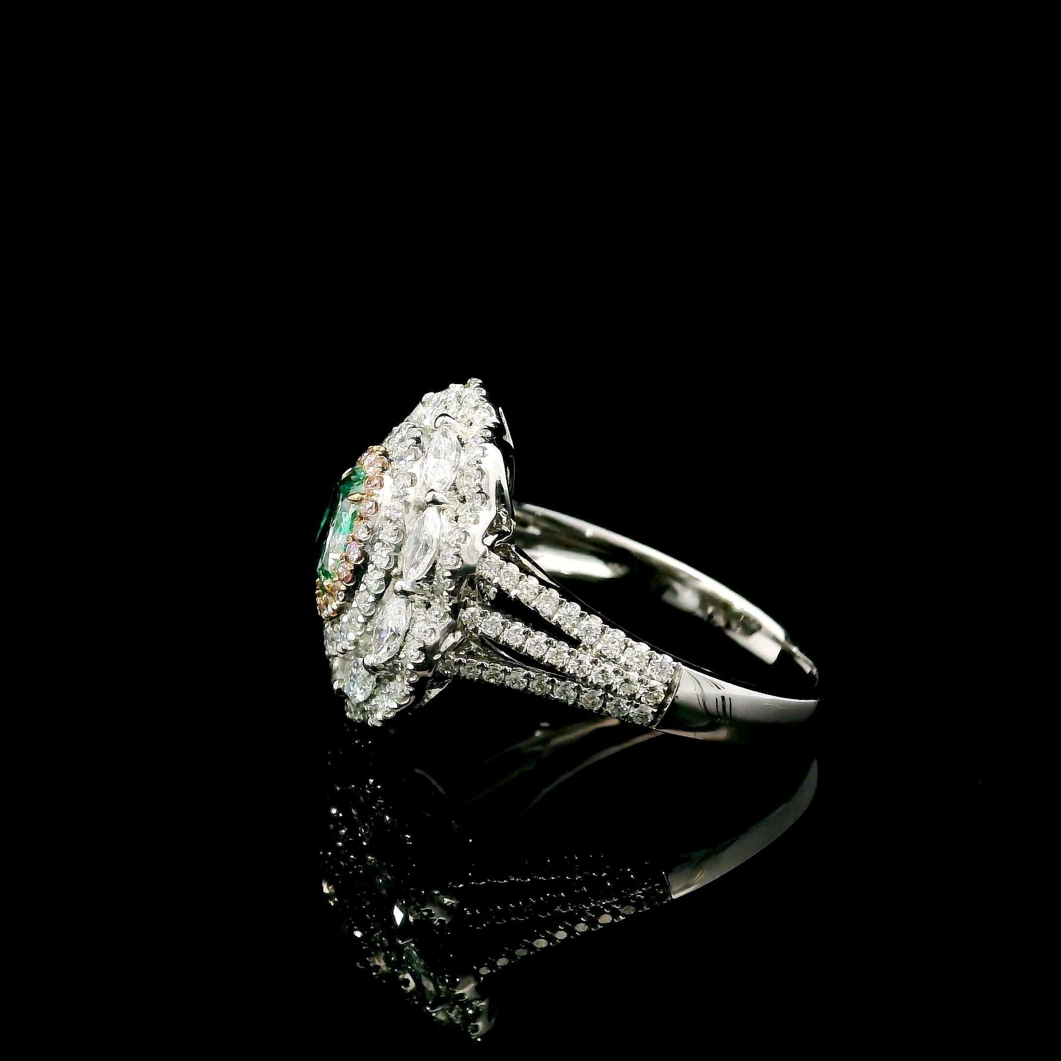 GIA Certified 0.70 Carat Light Green I1 Clarity Diamond Ring For Sale 1