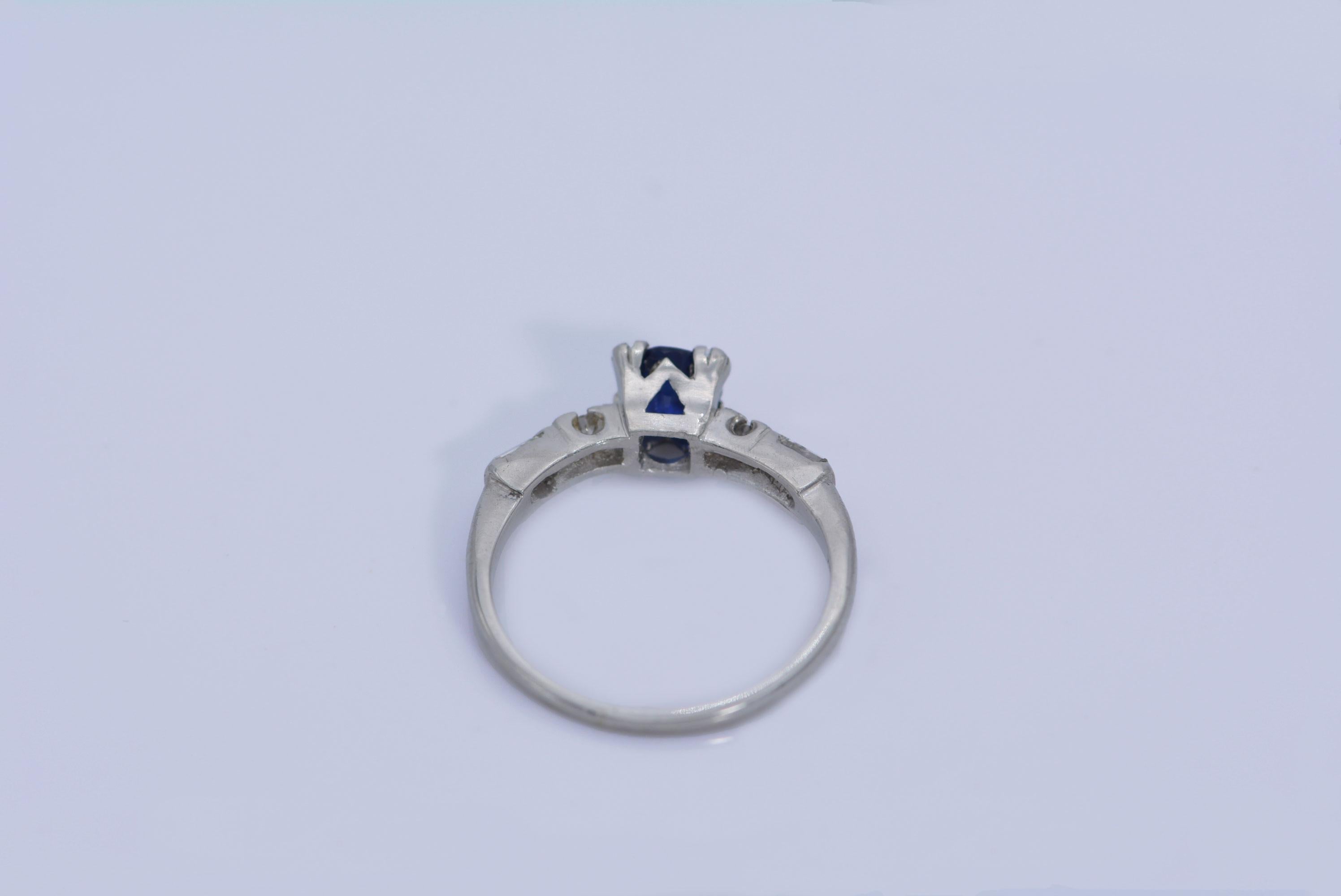 Round Cut GIA Certified 0.70 Carat Madagascar Sapphire and Diamond Platinum Ring For Sale