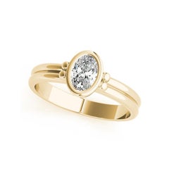 GIA Certified 0.70 Carat Oval Bezel Solitaire Double Band Diamond Ring