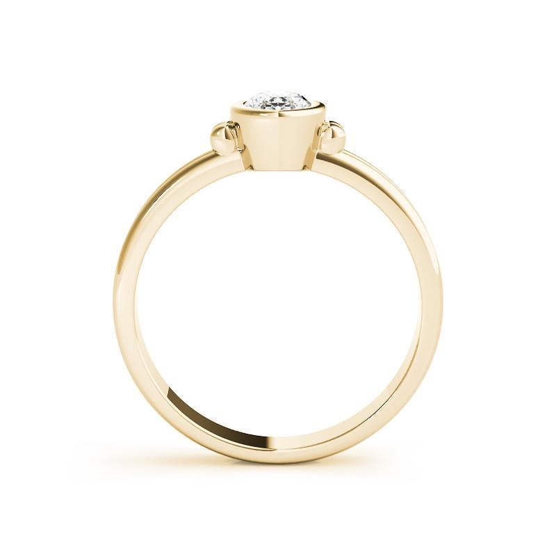 Contemporain GIA Certified 0.70 Carat Oval Bezel Solitaire Double Band Diamond Ring en vente