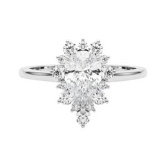 Certifié GIA 0.70 Carat Pear Halo Cluster  Bague en diamant