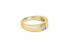 GIA-zertifizierter Solitär-Ehering aus Gelbgold mit 0,70 Karat Diamant im Prinzessinnenschliff