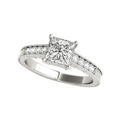GIA Certified 0.70 Carat Princess Double Basket Vintage Platinum Diamond Ring