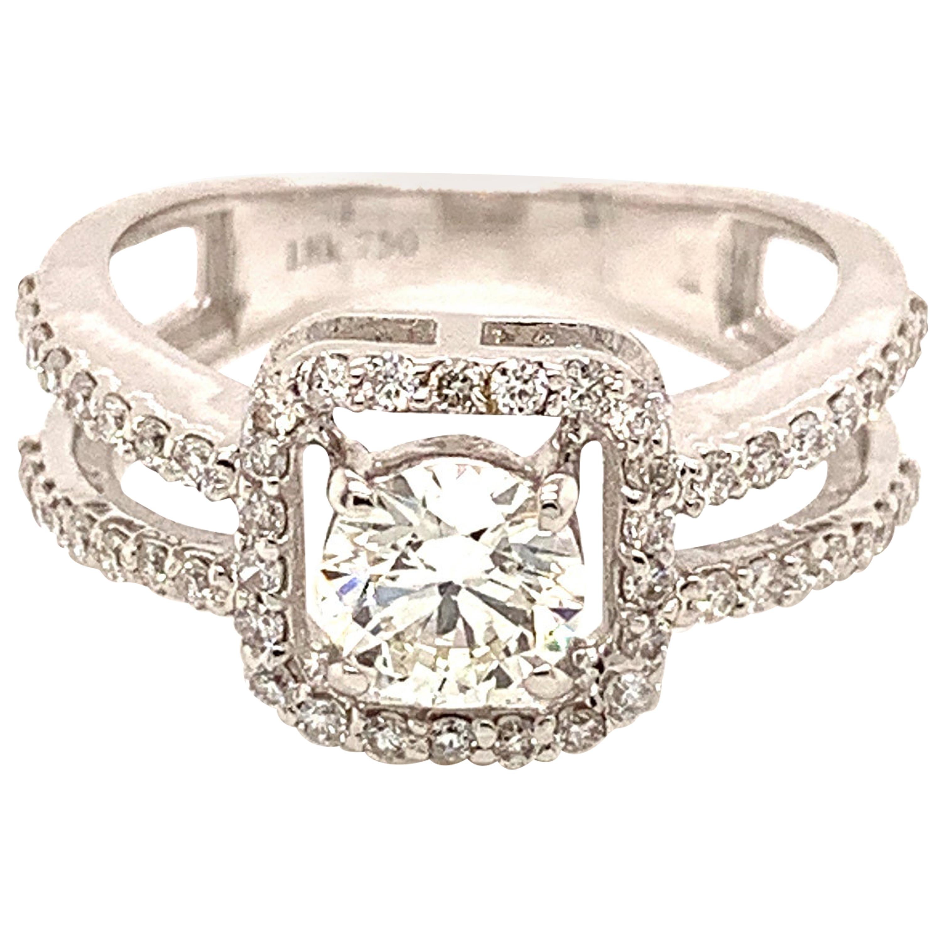 Bague de fiançailles en or avec diamant blanc brillant rond de 0,70 carat certifié par le GIA en vente