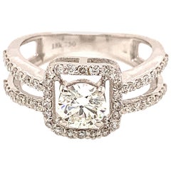 GIA Certified 0.70 Carat Round Brilliant White Diamond Gold Engagement Ring