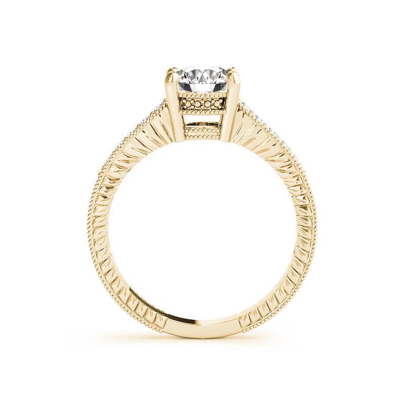 Taglio rotondo Anello con diamante d'epoca a doppio cesto rotondo da 0,70 carati certificato GIA in vendita