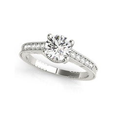Anillo de diamantes vintage redondo de doble cesta certificado por GIA de 0,70 quilates