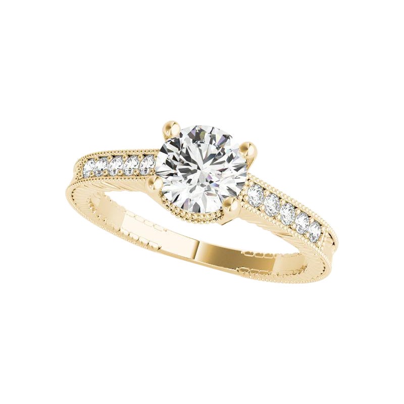 Anello con diamante d'epoca a doppio cesto rotondo da 0,70 carati certificato GIA