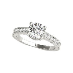 Anello con diamante d'epoca a doppio cesto rotondo da 0,70 carati certificato GIA