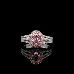Bague en diamant certifiée par le GIA, de 0,70 carat, rose très clair, pureté SI1