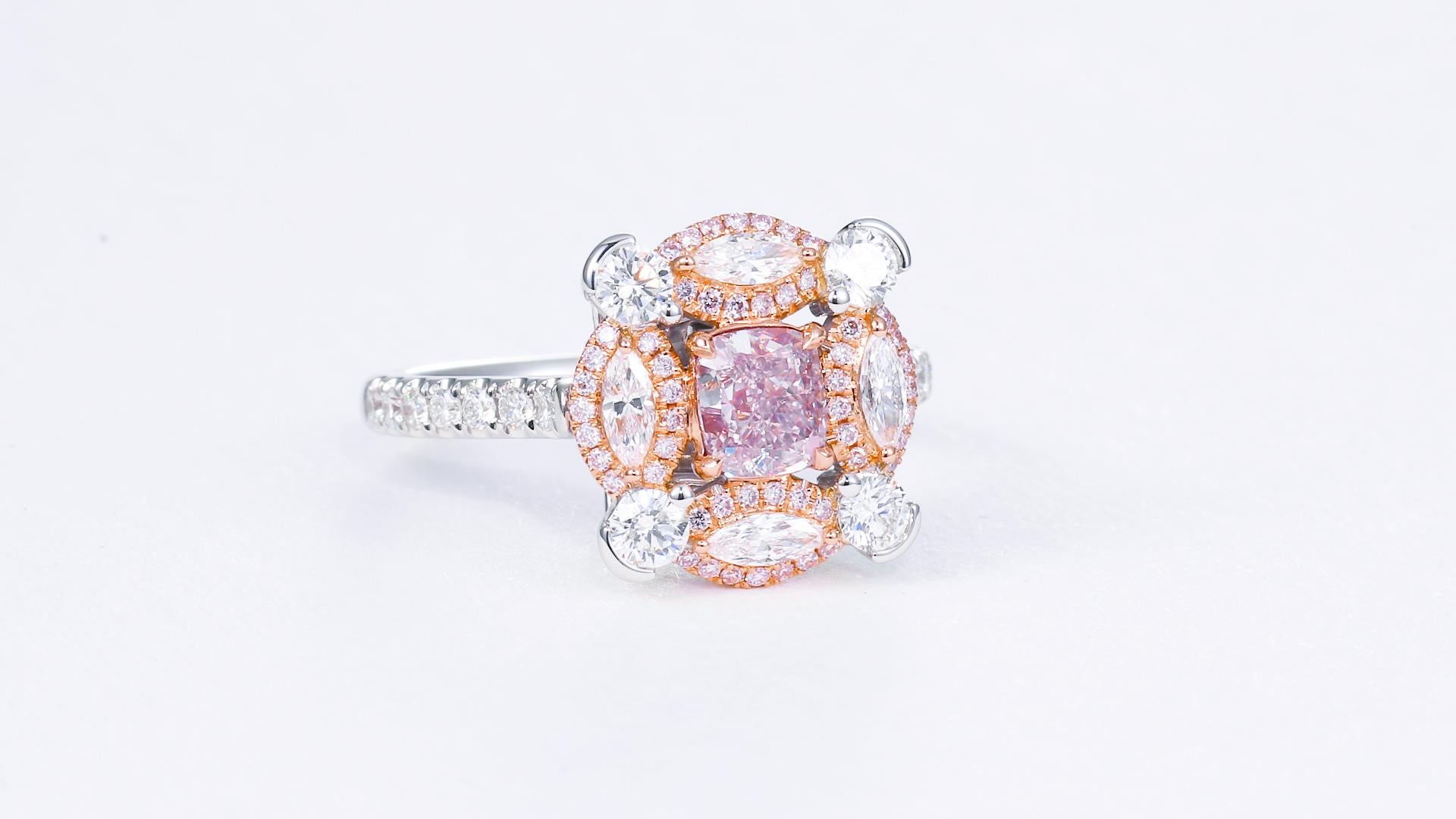 Contemporain Bague en or blanc certifiée GIA et contenant un diamant naturel de 0,70 ct de couleur brun rosé clair en vente