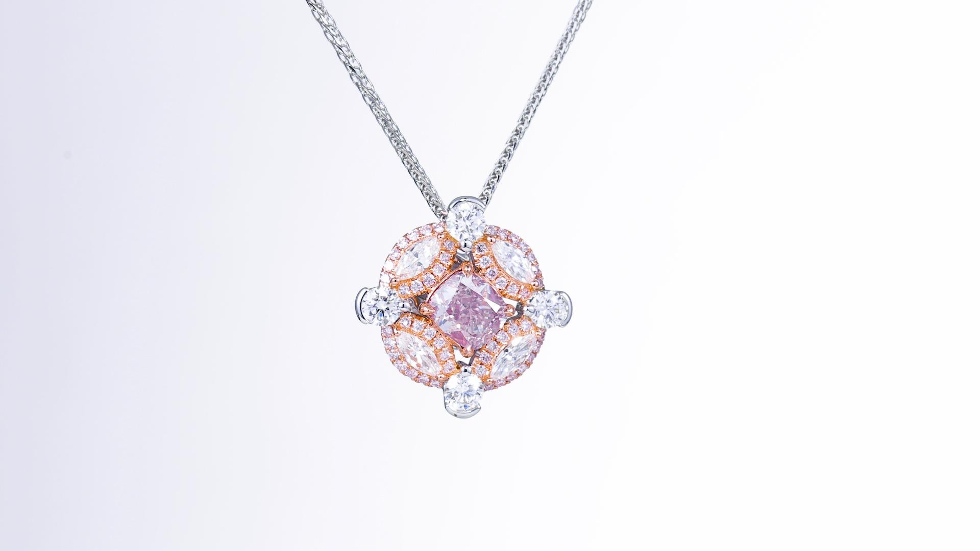 Taille coussin Bague en or blanc certifiée GIA et contenant un diamant naturel de 0,70 ct de couleur brun rosé clair en vente