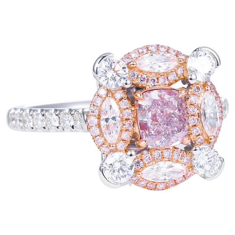Bague en or blanc certifiée GIA et contenant un diamant naturel de 0,70 ct de couleur brun rosé clair