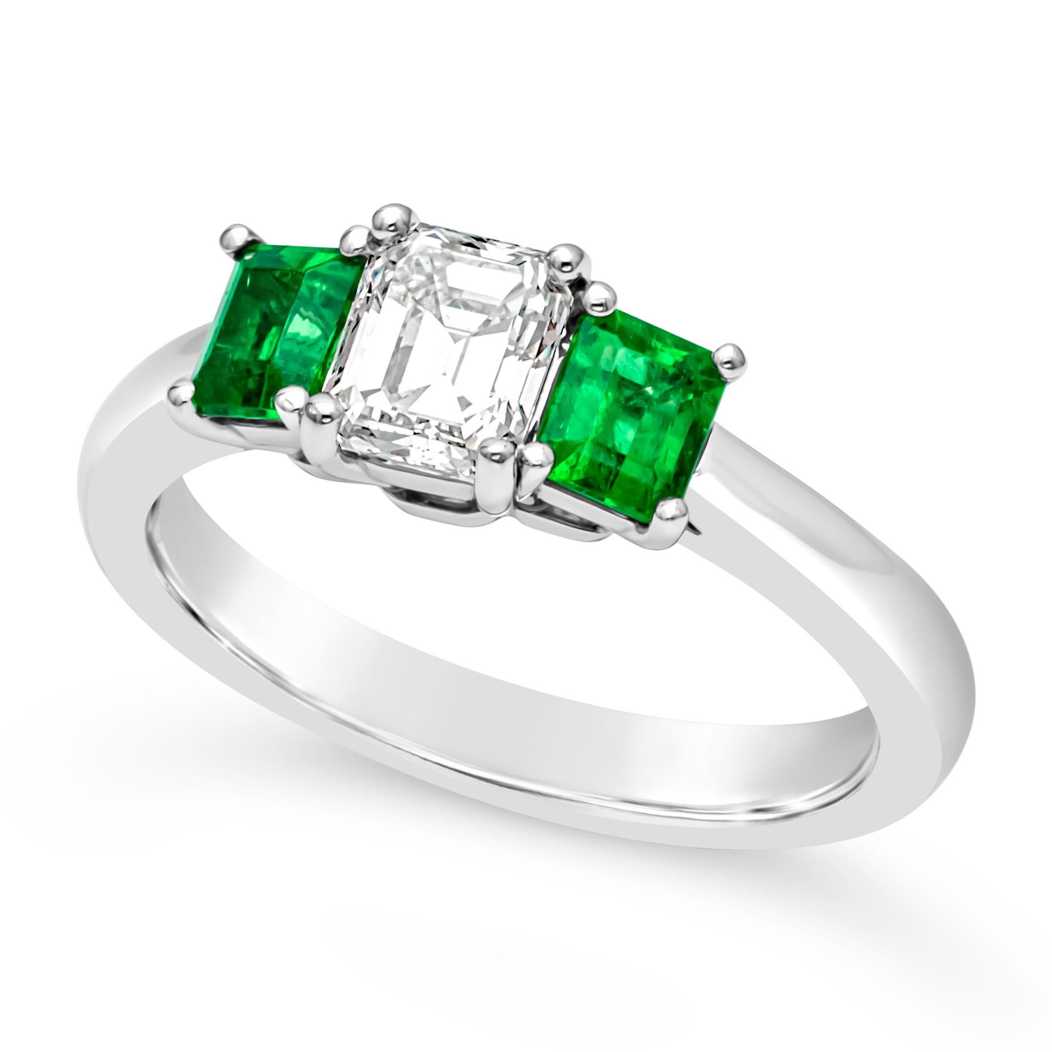 asscher cut emerald engagement ring