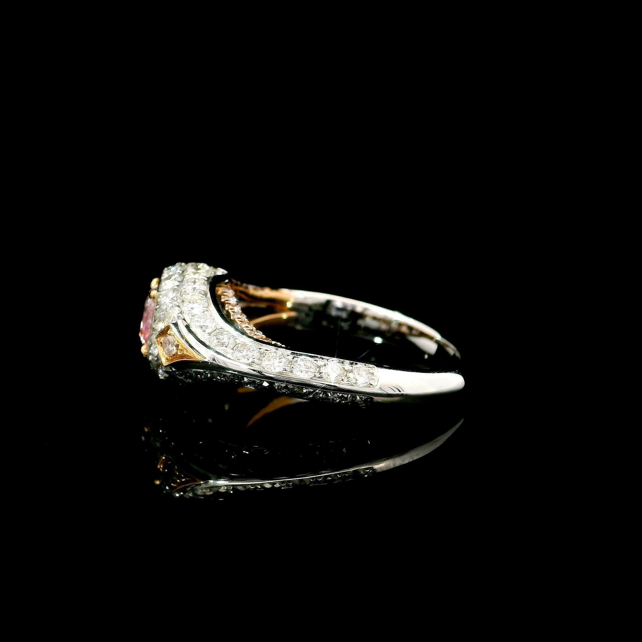 GIA Certified 0.71 Carat Faint Pink I1 Clarity Diamond Ring For Sale 1