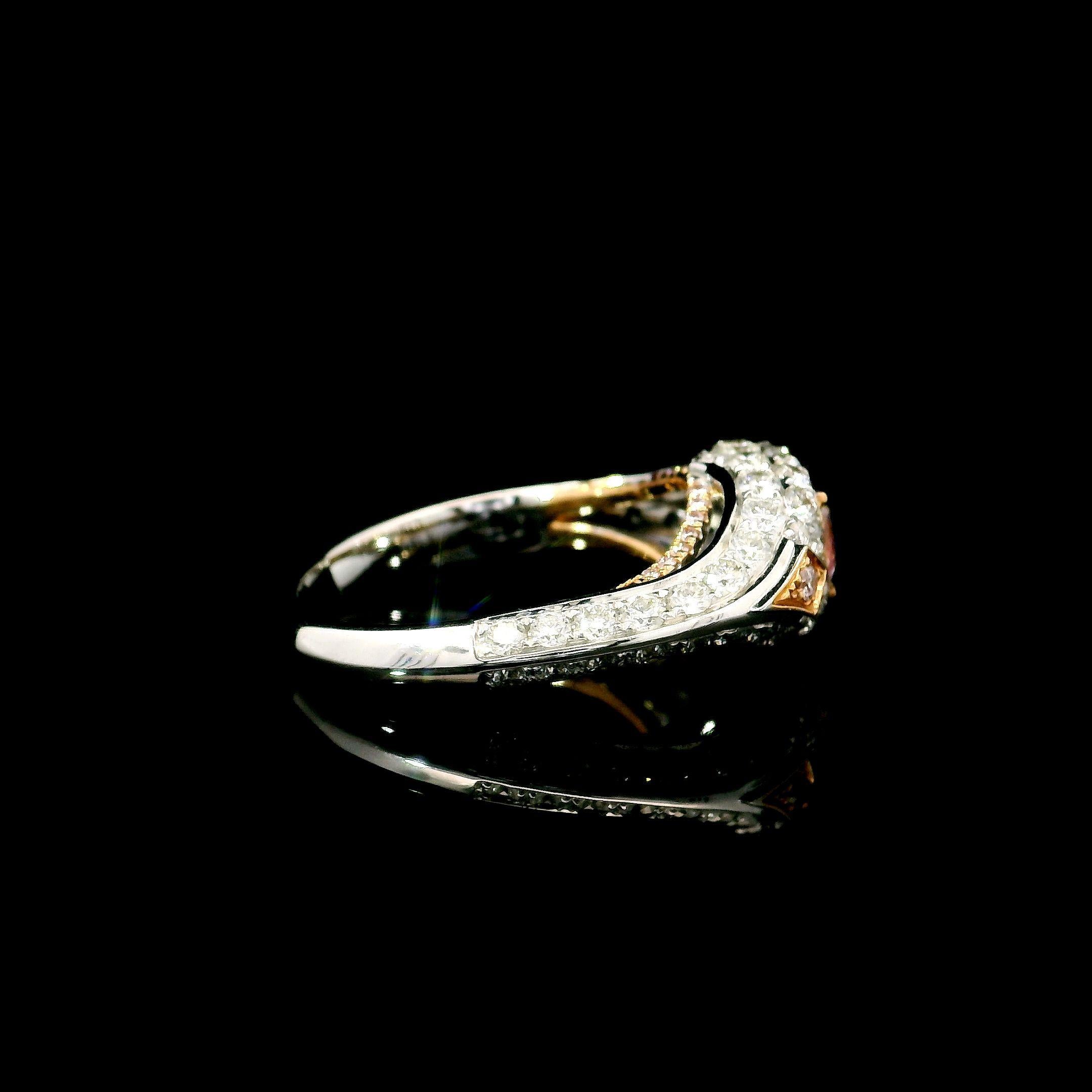 GIA Certified 0.71 Carat Faint Pink I1 Clarity Diamond Ring For Sale 2