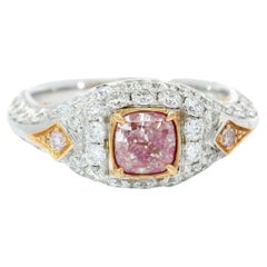 GIA Certified 0.71 Carat Faint Pink I1 Clarity Diamond Ring