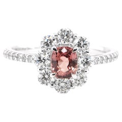 GIA Certified 0.71 Carat Natural Padparadscha Sapphire Ring sSet in Platinum