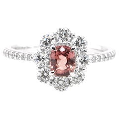 GIA-zertifizierter 0,71 Karat natürlicher Padparadscha-Saphir-Ring aus Platin