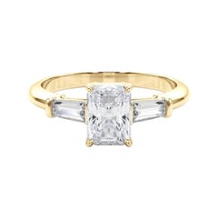 GIA Certified 0.71 Carat Radiant & Baguette Three-Stone Diamond Ring