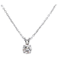 Certified 0.62 Carat Round Diamond Solitaire Pendant & Necklace in 14K Gold