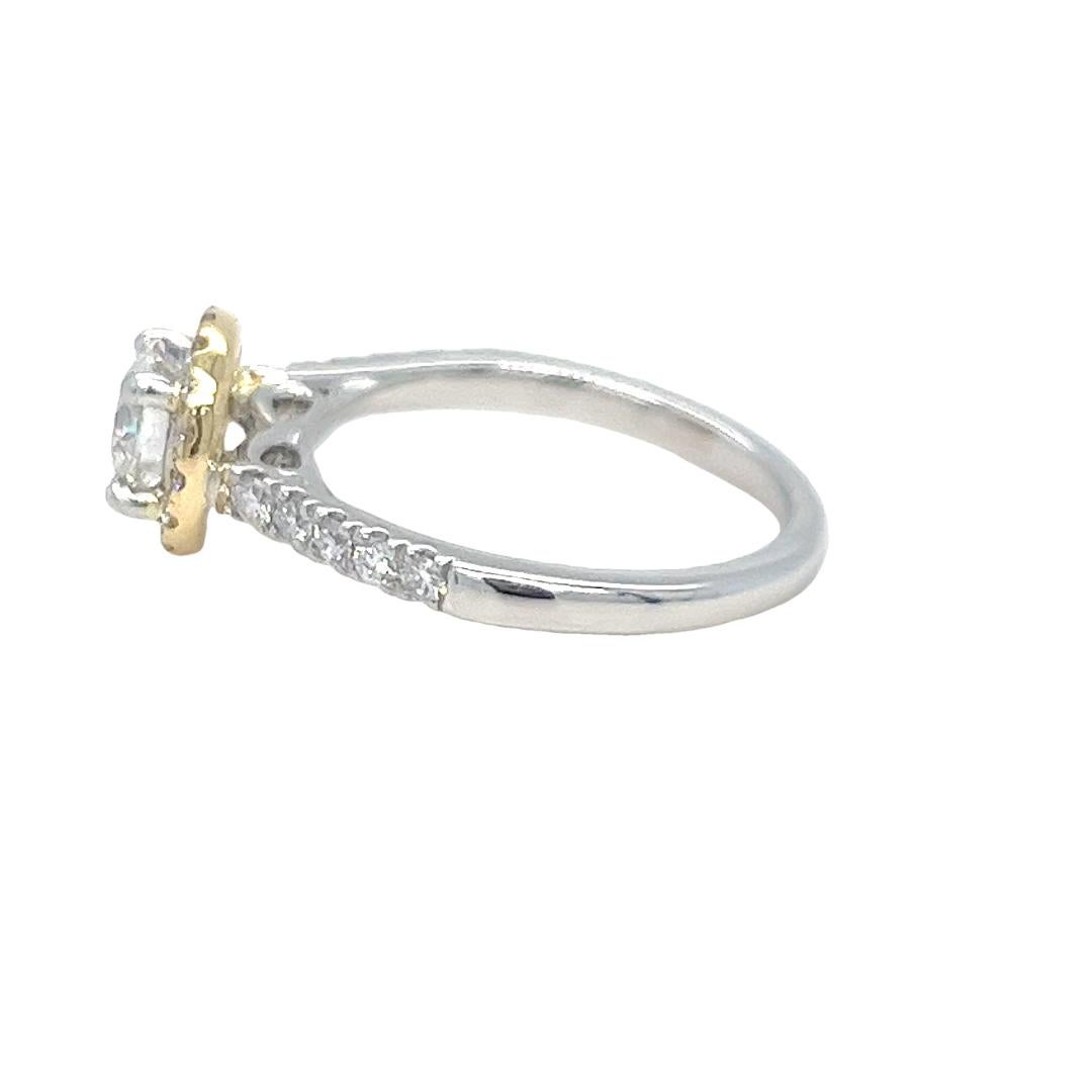Round Cut GIA Certified 0.71 carat round E/VVS1 diamond halo engagement ring For Sale