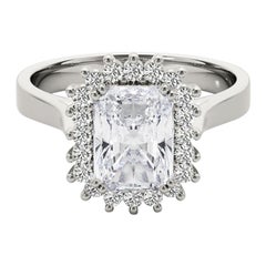 GIA zertifiziert 0.71 Karat Vintage Radiant Halo Cluster Diamantring