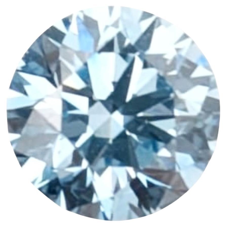 GIA Certified 0.71ct Fancy Intense Blue Diamond, Round, VS2 For Sale
