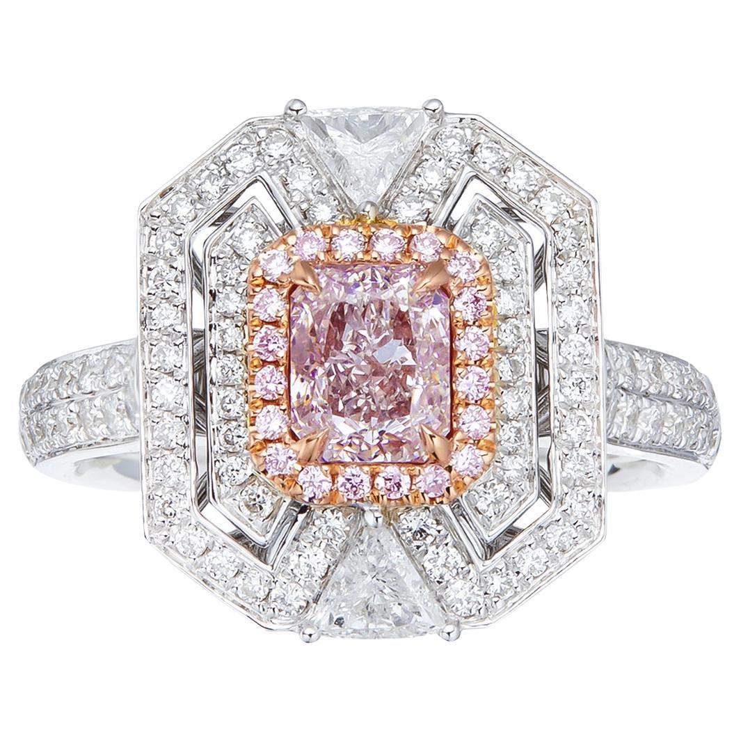 GIA-zertifiziert, 0,71ct Cushion Pinkish Brown Natural Color Diamond Ring in 18K
