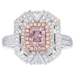 GIA Certified, 0.71ct Cushion Pinkish Brown Natural Color Diamond Ring in 18K