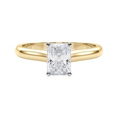 GIA Certified 0.71ct Radiant Slim Band Classic Solitaire Diamond Ring