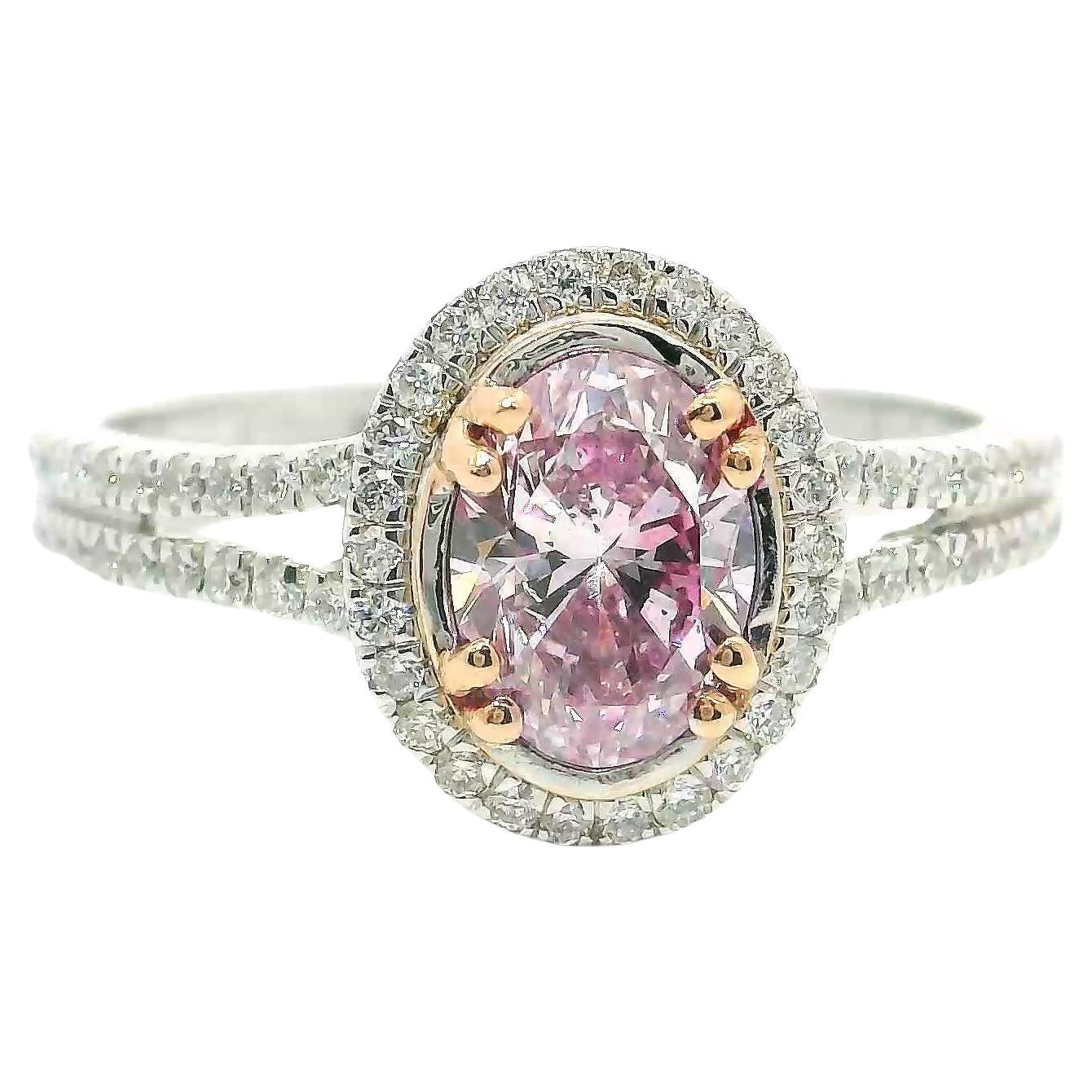 Bague en diamant certifié GIA de 0,72 carat de couleur rose pâle, pureté I1