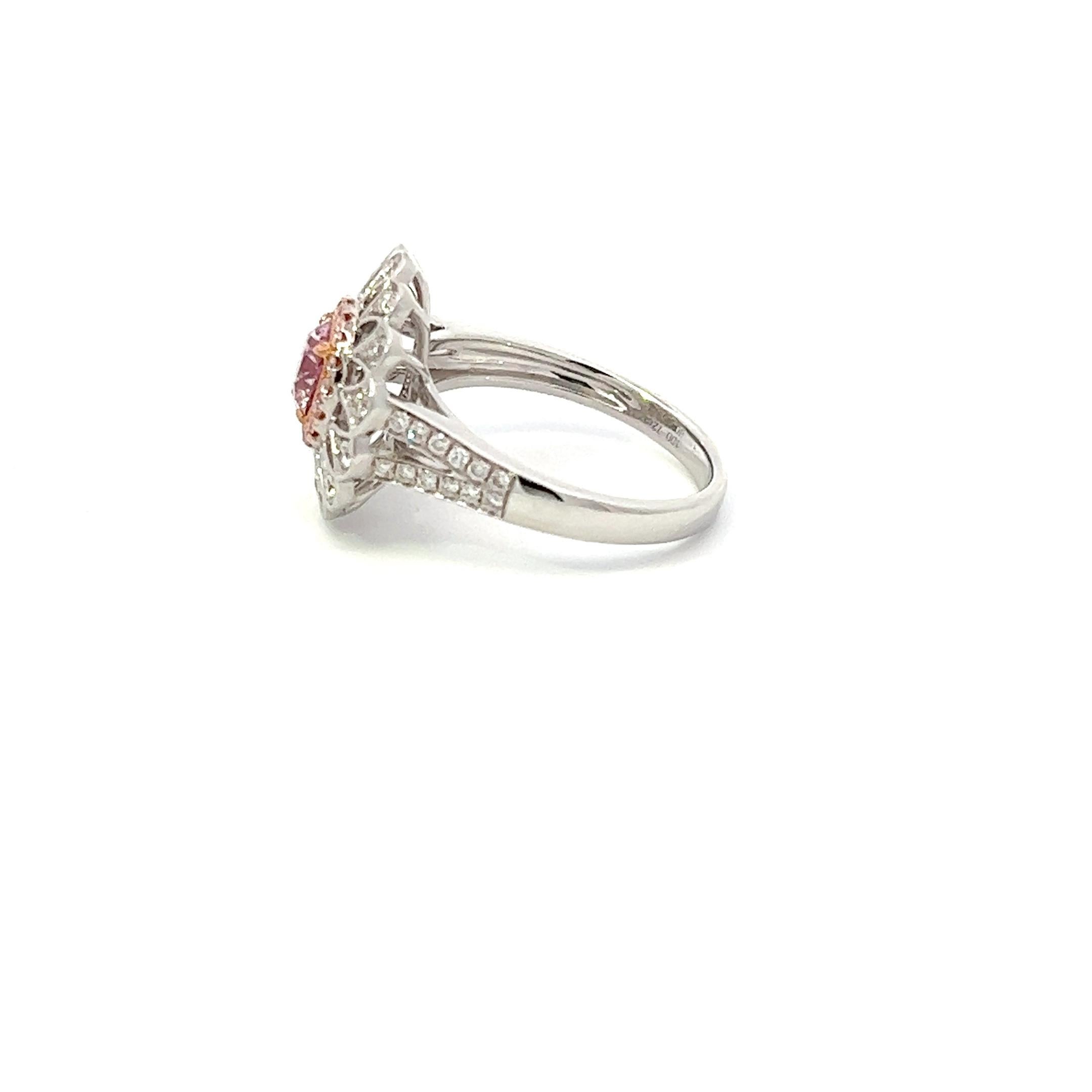 Round Cut GIA Certified 0.72 Carat Pink Diamond Ring For Sale