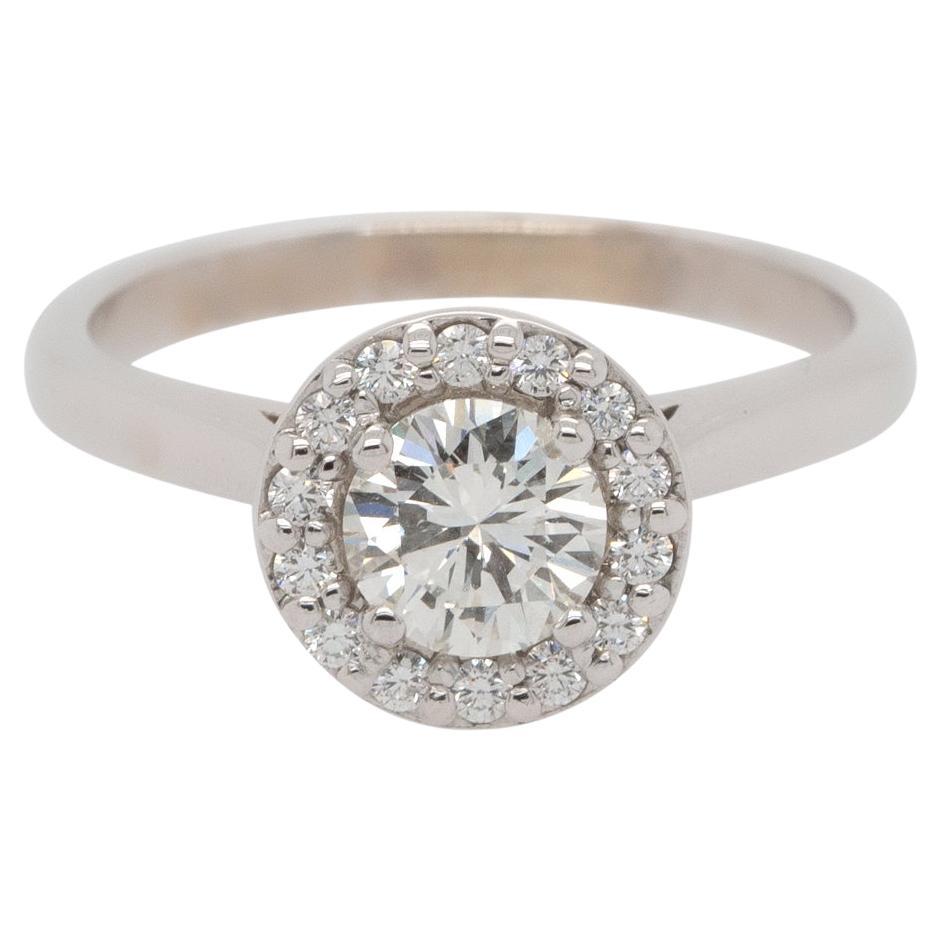 Bague de fiançailles en diamant rond brillant naturel de 0,72 carat certifié par le GIA en vente
