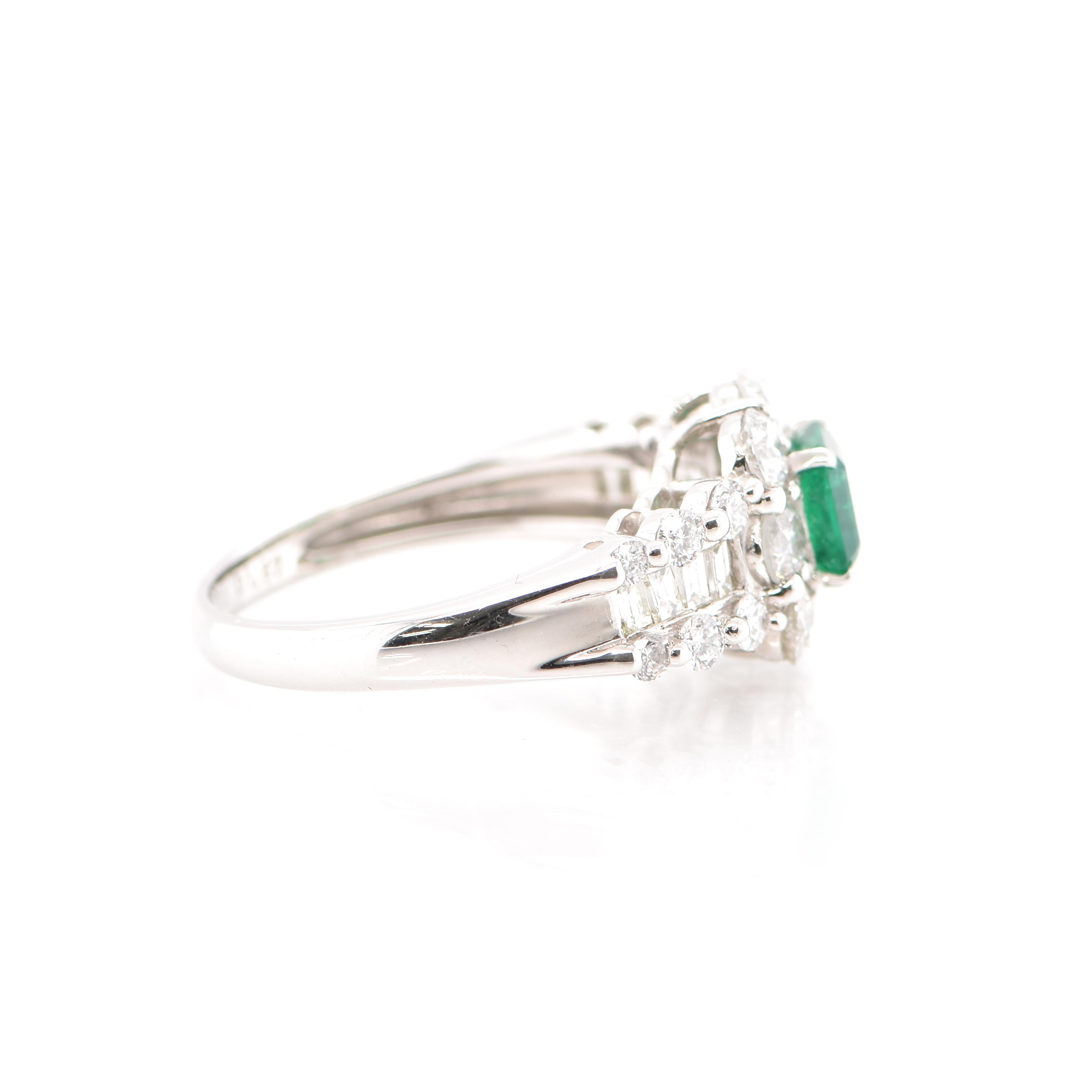 GIA Certified 0.73 Carat Colombian Emerald and Diamond Ring Set in Platinum In New Condition For Sale In Tokyo, JP