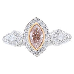 GIA Certified 0.73 Carat Natural Pink Marquise Diamond Cocktail Platinum Ring
