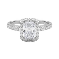 GIA zertifiziert 0,73 Karat Radiant Halo Pave  Diamantring