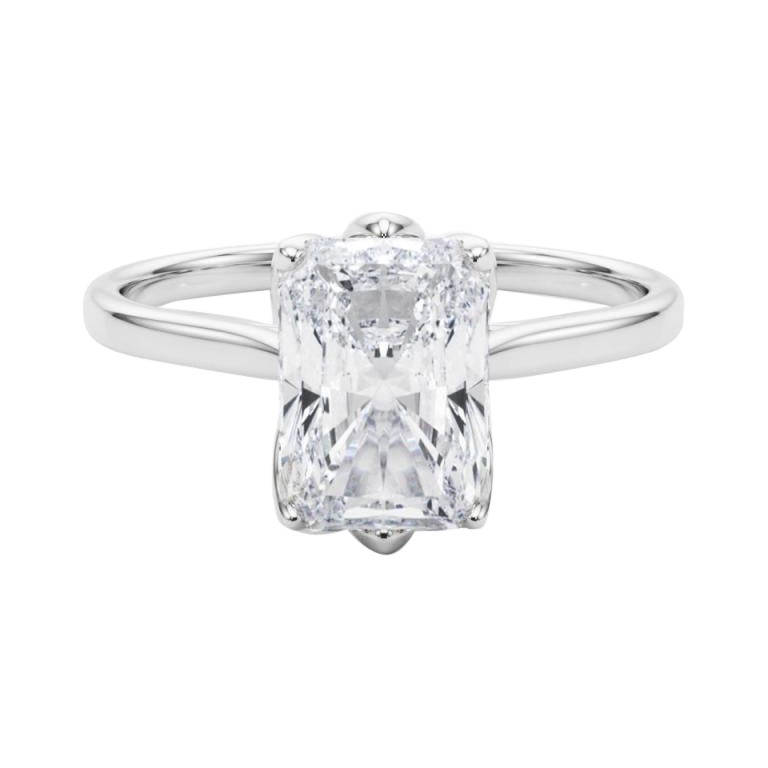 Anello con diamante radiante solitario Tulipano Rosa in platino certificato GIA da 0.73 carati