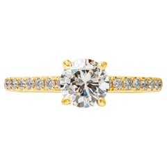 GIA Certified 0.73 Carat Round Diamond Pave Engagement Ring