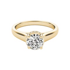 GIA Certified 0.73 Carat Round Hidden Halo Trellis 18K Yellow Gold Diamond Ring GIA Certified 0.73 Carat Round Hidden Halo Trellis 18K Yellow Gold Diamond Ring