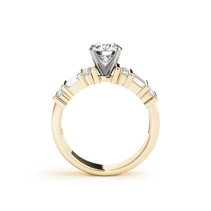 Bague certifiée GIA de 0,74 carat de diamants baguettes et ronds à barrettes Neuf - En vente à New York, NY