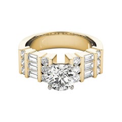 GIA Certified 0.74 Carat Channel Bar Baguette & Round Diamond Ring