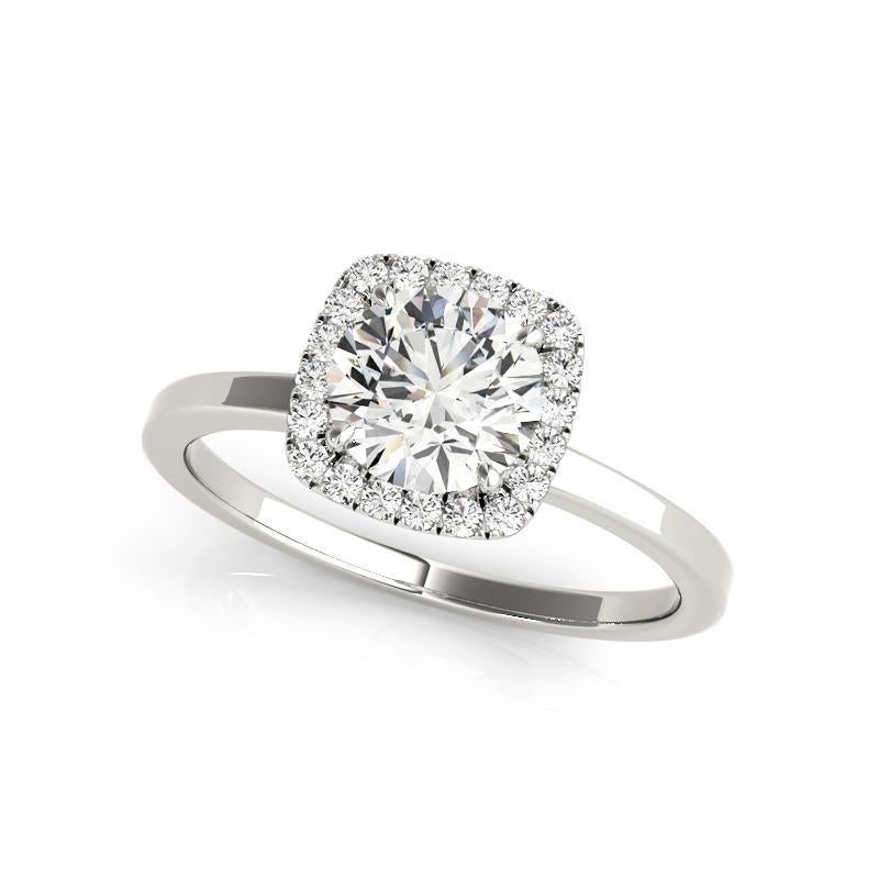 GIA zertifiziert 0,74 Karat Kissen Halo Rund  Diamantring (Rundschliff) im Angebot