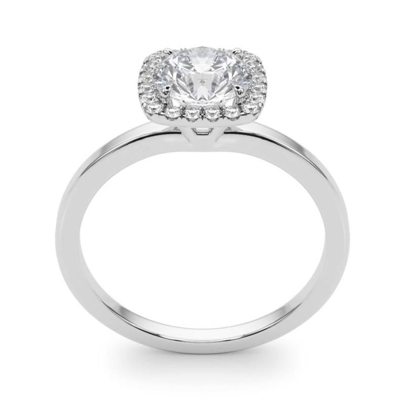 GIA zertifiziert 0,74 Karat Kissen Halo Rund  Diamantring Damen im Angebot