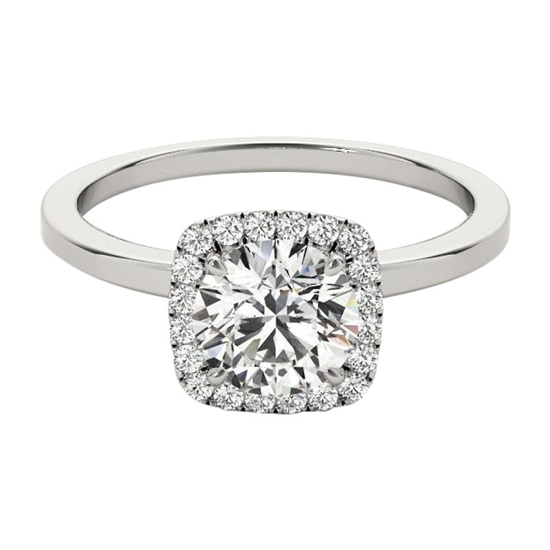 GIA zertifiziert 0,74 Karat Kissen Halo Rund  Diamantring
