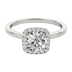 GIA Certificato 0,74 Carati Cuscino Halo Rotondo  Anello con diamante