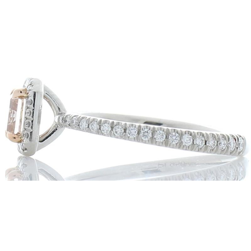 Contemporary GIA Certified 0.74 Carat Fancy Pinkish Brown Radiant Cut Diamond Cocktail Ring